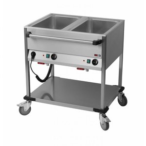 RM GASTRO Bemar elektryczny 2-komorowy, GN 1/1, jezdny z kranem spustowym, 1,4 kW