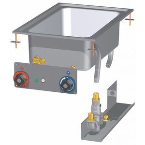 RM GASTRO Water Built-in Electric Bain Marie, 1-Chamber with Drain Valve, GN 1/2 + GN 1/3, 1,1 kW