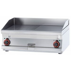 RM GASTRO Elektryczna płyta grillowa 795 x 450 mm, gładka/ryflowana, 2 strefy grzewcze, 9 kW, 400V, nastawna