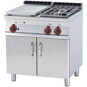 RM GASTRO Cast-Iron Gas Cooker with 2 Burners and 1  Hot Plate and Cupboard, 20 kW RM GASTRO Cast-Iron Gas Cooker with 2 Burners and 1  Hot Plate and Cupboard, 20 kW