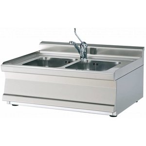 RM GASTRO 2-Chamber Sink, 800x600x(h)280 mm with Battery RM GASTRO 2-Chamber Sink, 800x600x(h)280 mm with Battery