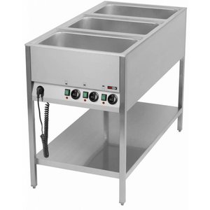 RM GASTRO Floor model Electric Bain Marie, 3-Chamber with Drain Tap, GN 1/1, 2,1 kW