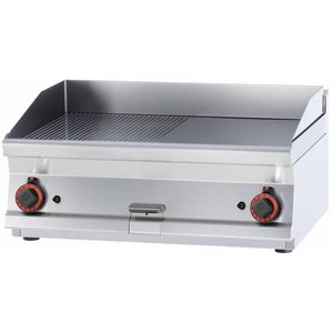 RM GASTRO Gazowa płyta grillowa 795 x 450 mm, gładka, 2 strefy grzewcze, 12 kW, nastawna