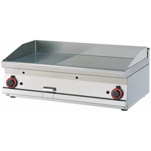 RM GASTRO Countertop Gas Griddle 995 x 450 mm, 3/5 Smooth, 2/5 Ribbed, 2 Heating Zones, 15 kW