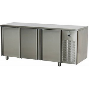 RM GASTRO Stół mroźniczy przyścienny 3-drzwiowy 420 L, od -24 °C do -18 °C, agregat boczny RM GASTRO Stół mroźniczy przyścienny 3-drzwiowy 420 L, od -24 °C do -18 °C, agregat boczny