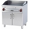 RM GASTRO Gas Griddle 760 x 510 mm, Smooth, Superchromed, 2 Heating Zones, 14 kW on Cabinet Base