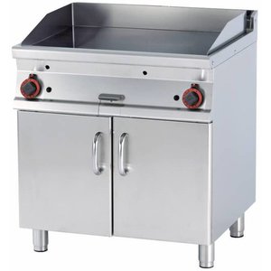 RM GASTRO Gas Griddle 760 x 510 mm, Smooth, Superchromed, 2 Heating Zones, 14 kW on Cabinet Base RM GASTRO Gas Griddle 760 x 510 mm, Smooth, Superchromed, 2 Heating Zones, 14 kW on Cabinet Base