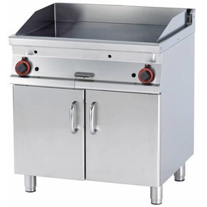RM GASTRO Gas Griddle 760 x 510 mm, Smooth/Ribbed, Superchromed, 2 Heating Zones, 14 kW on Cabinet Base RM GASTRO Gas Griddle 760 x 510 mm, Smooth/Ribbed, Superchromed, 2 Heating Zones, 14 kW on Cabinet Base