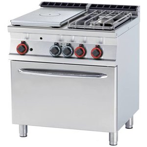 RM GASTRO Cast-Iron Gas Cooker with 2 Burners and 1 Hot Plate, Static Gas Oven GN 2/1, 27,3 kW RM GASTRO Cast-Iron Gas Cooker with 2 Burners and 1 Hot Plate, Static Gas Oven GN 2/1, 27,3 kW
