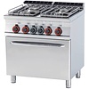 RM GASTRO Gas Cooker with 4 Burners and Convection Electric Oven GN 2/1, 27,32 kW