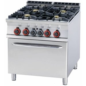 RM GASTRO Kuchnia gazowa z 4 palnikami i piekarnikiem elektrycznym GN 2/1, 34,3 kW RM GASTRO Kuchnia gazowa z 4 palnikami i piekarnikiem elektrycznym GN 2/1, 34,3 kW