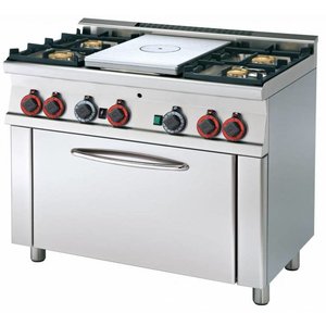 RM GASTRO Kuchnia gazowa z 4 palnikami i płytą grzewczą, piekarnikiem gazowym GN 1/1, 27,5 kW RM GASTRO Kuchnia gazowa z 4 palnikami i płytą grzewczą, piekarnikiem gazowym GN 1/1, 27,5 kW