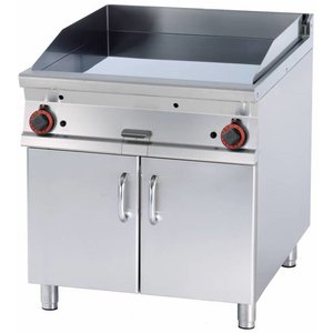 RM GASTRO Gas Griddle 760 x 680 mm, Ribbed, Superchromed, 2 Heating Zones, 18k W on Cabinet Base RM GASTRO Gas Griddle 760 x 680 mm, Ribbed, Superchromed, 2 Heating Zones, 18k W on Cabinet Base
