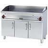 RM GASTRO Gazowa płyta grillowa 1160 x 510 mm, gładka/ryflowana, superchromowana, 2 strefy grzewcze, 21 kW na podstawie z szafką