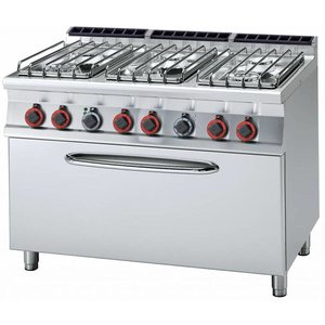 RM GASTRO Gas Cooker with 6 Burners, CupBoard and Gas Oven GN 1/1, 46 kW