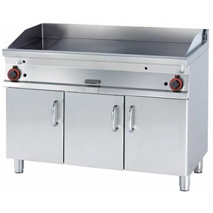 RM GASTRO Gas Griddle 1160 x 510 mm, Ribbed, Superchromed, 2 Heating Zones, 21 kW on Cabinet Base RM GASTRO Gas Griddle 1160 x 510 mm, Ribbed, Superchromed, 2 Heating Zones, 21 kW on Cabinet Base