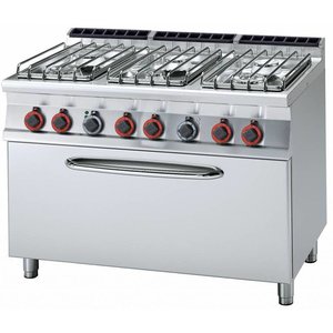 RM GASTRO Gas Cooker with 6 Burners and Electric Oven GN 1/1, 41,9 kW RM GASTRO Gas Cooker with 6 Burners and Electric Oven GN 1/1, 41,9 kW