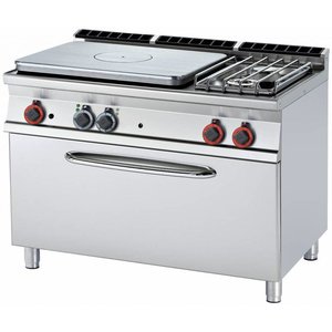 RM GASTRO Cast-Iron Gas Cooker with 2 Burners and 1  Hot Plate and Static Gas Oven GN 1/1, 36 kW