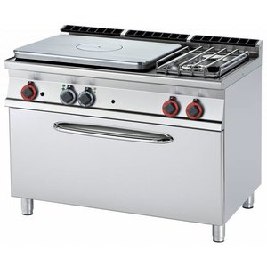 RM GASTRO Cast-Iron Gas Cooker with 2 Burners and 1 Hot Plate and Gas Oven GN 1/1, 25 kW RM GASTRO Cast-Iron Gas Cooker with 2 Burners and 1 Hot Plate and Gas Oven GN 1/1, 25 kW