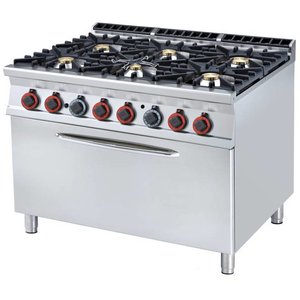 RM GASTRO Kuchnia gazowa z 6 palnikami, szafką i piekarnikiem gazowym GN 1/1, 58 kW