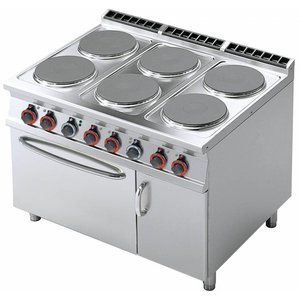 RM GASTRO Electric Cooker with 6 Round Hotplates, CupBoard and a Static Electric Oven GN 2/1, 27,7 kW