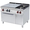 RM GASTRO Cast-Iron Gas Cooker with 2 Burners and 1  Hot Plate, Cupboard with Doors and Gas Oven GN 2/1, 37,5 kW