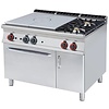 RM GASTRO Cast-Iron Gas Cooker with 2 Burners and 1  Hot Plate, Cupboard with Doors and a Static Electric Oven GN 2/1, 35,7 kW