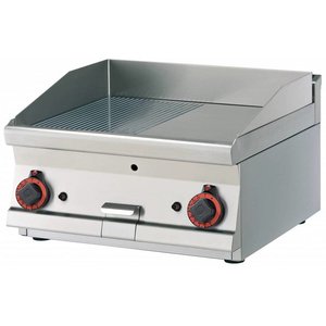 RM GASTRO Countertop Gas Griddle 595 x 450 mm, Smooth/Ribbed, 2 Heating Zones, 9 kW