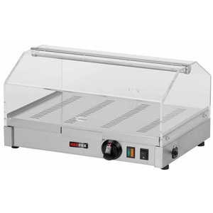 RedFox Countertop Heating Display 0,40 kW, from 30 to 60 °C, with Bent Glass, Silver