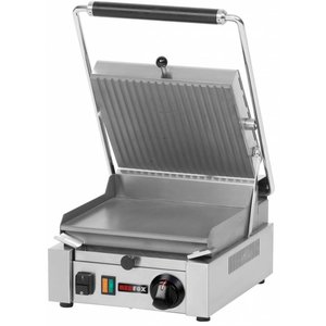 RedFox Grill kontaktowy pojedyńczy żeliwny, płyta dolna gładka górna ryflowana, 260 x 240 mm, 3 kW RedFox Grill kontaktowy pojedyńczy żeliwny, płyta dolna gładka górna ryflowana, 260 x 240 mm, 3 kW