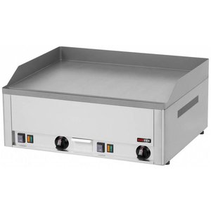 RedFox Countertop Electric Cast Iron Griddle 650 x 480 mm, Smooth, 2 Heating Zones, 6 kW, 400V, 50-300°C