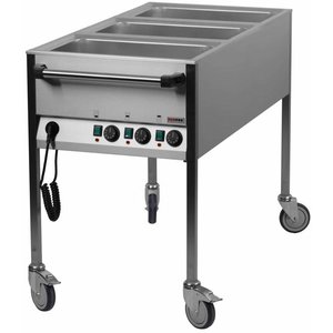 RedFox Bemar wodny elektryczny 3-komorowy, GN 1/1, jezdny z kranem spustowym, 2,1 kW