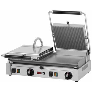 RedFox Grill kontaktowy podwójny żeliwny, płyta 1/2 gładka 1/2 ryflowana, 570 x 240 mm, 6 kW