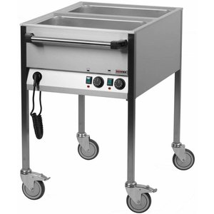 RedFox Water Mobile Electric Bain Marie, 2-Chamber with Drain Tap, GN 1/1, 1,4 kW