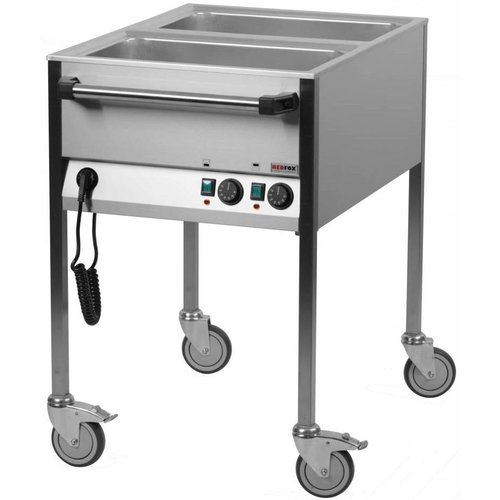 RedFox Water Mobile Electric Bain Marie, 2-Chamber with Drain Tap, GN 1/1, 1,4 kW RedFox Water Mobile Electric Bain Marie, 2-Chamber with Drain Tap, GN 1/1, 1,4 kW