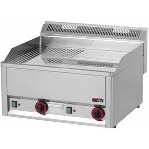 RedFox Elektryczna płyta grillowa gładka/ryflowana, chromowana, 2 strefy grzewcze, 6 kW, 400V, nastawna RedFox Elektryczna płyta grillowa gładka/ryflowana, chromowana, 2 strefy grzewcze, 6 kW, 400V, nastawna