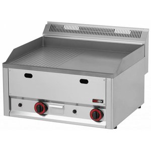 RedFox Gazowa płyta grillowa 480 x 650 mm, gładka/ryflowana, żeliwna, 2 strefy grzewcze, 8 kW, nastawna