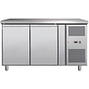 RedFox Double Door Refrigerated Table with Splashback 280 L, from 2 °C to 8 °C, Side-Mounted Compressor