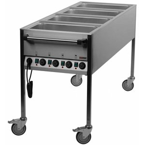 RedFox Water Mobile Electric Bain Marie, 4-Chamber with Drain Tap, GN 1/1, 2,8 kW