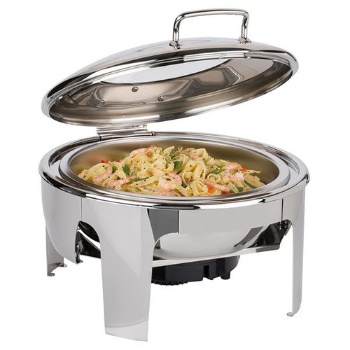 APS Induction Round Chafing Dish with Hinged Glass Cover 6 L