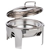 APS Induction Round Chafing Dish with Hinged Glass Cover 6 L