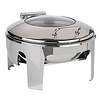 APS Induction Round Chafing Dish with Hinged Glass Cover 6 L