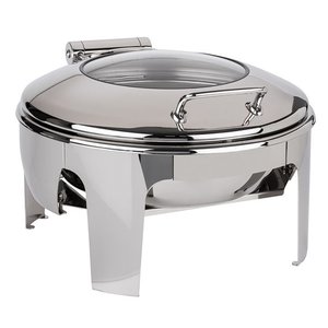 APS Induction Round Chafing Dish with Hinged Glass Cover 6 L
