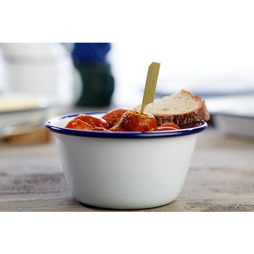 APS Miska emaliowana | biało-niebieska | 0,5L | śr. 130x(H)60mm APS Miska emaliowana | biało-niebieska | 0,5L | śr. 130x(H)60mm