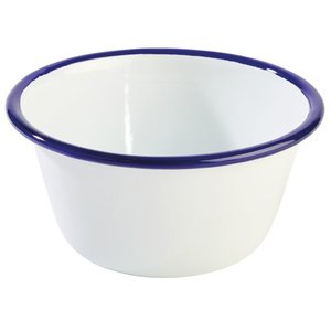 APS Miska emaliowana | biało-niebieska | 0,5L | śr. 130x(H)60mm APS Miska emaliowana | biało-niebieska | 0,5L | śr. 130x(H)60mm