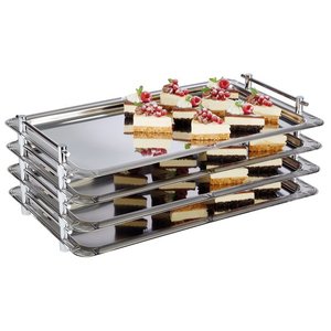 APS Stainless Steel Rectangular Serving Tray GN 1/1 with Handles APS Stainless Steel Rectangular Serving Tray GN 1/1 with Handles
