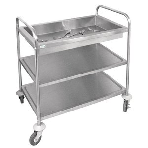 Vogue Stainless Steel 3 Tier Service Trolley 940 x 535 x 855 mm Vogue Stainless Steel 3 Tier Service Trolley 940 x 535 x 855 mm