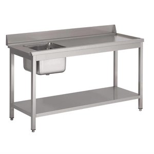 Gastro M Rvs pre-rinse table ,  100 (b)x70(d)x85(h)cm, at the right side of the dishwasher