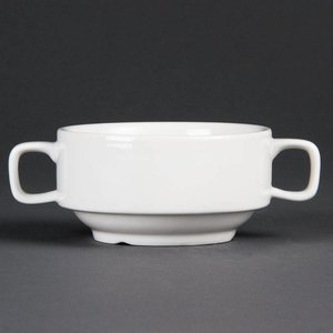 Olympia Whiteware Soup Bowls With Handles 400ml (Pack of 6) Olympia Whiteware Soup Bowls With Handles 400ml (Pack of 6)