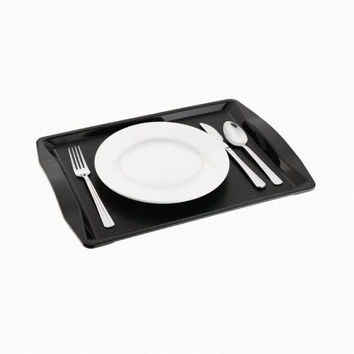 Kristallon Fast Food Polypropylene Rectangular Serving Tray 420 x 305 mm with Handles Black